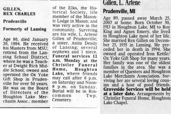 Ox Yoke Gift Shop (Copper Kettle Distilling Company) - Former Owners Pass - Rex In 1994 Arlene In 2003 (newer photo)